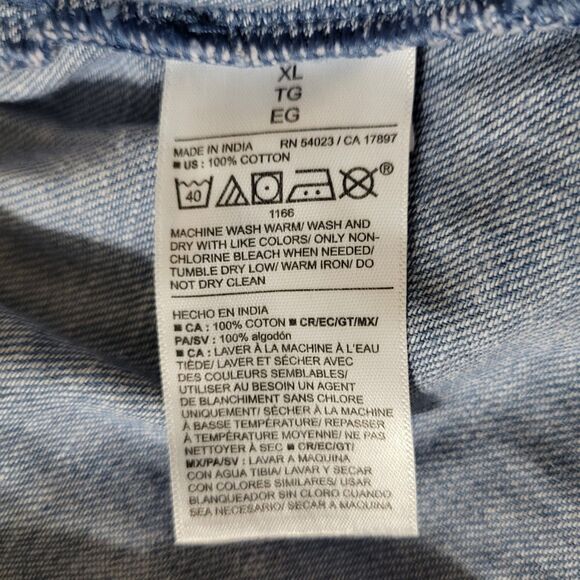 NWT XL NWT Empire Waist Smocked Chambray Denim Jumpsuit Western Milkmaid Preppy - Picture 7 of 9